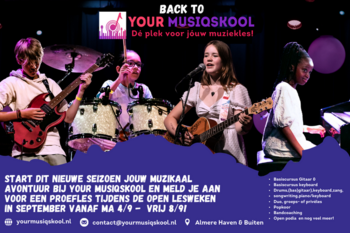 Illustratie bij Open Lesweken bij Muziekschool Your Musiqskool Almere Haven & Buiten | Ontdek jóuw muziek en kom een proefles volgen!